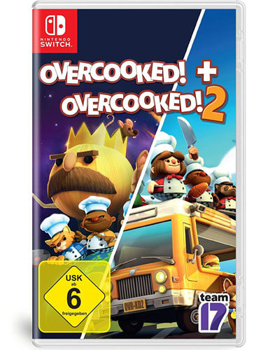 Overcooked + Overcooked 2 box art for Nintendo Switch